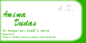 amina dudas business card
